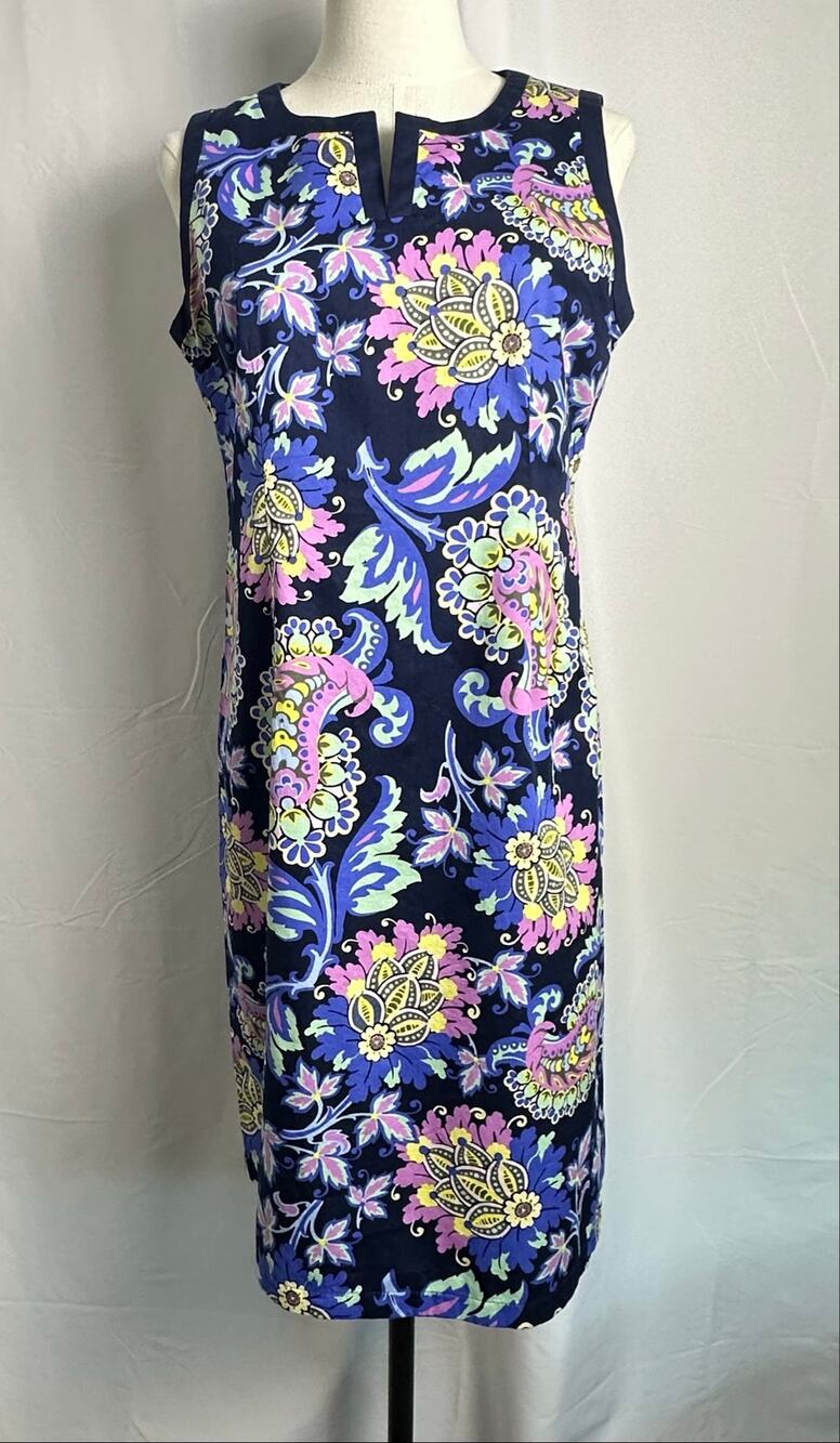 Talbots Tropical Floral Sheath Dress 6 Cotton Resortwear Cruise Colorful Lined
